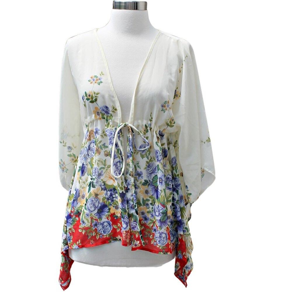 XXI Women's Floral Kimono Sheer Chiffon Romantic Coverup Size Medium